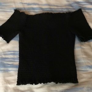 Black smocked off the shoulder top